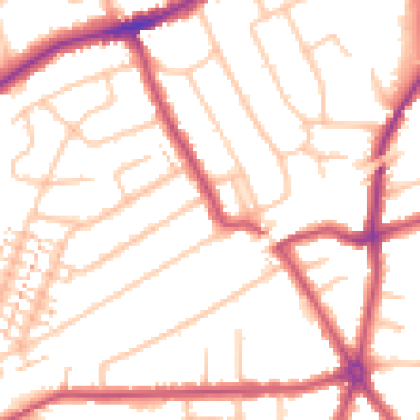 Daytime road noise heatmap for RM2 5JX
