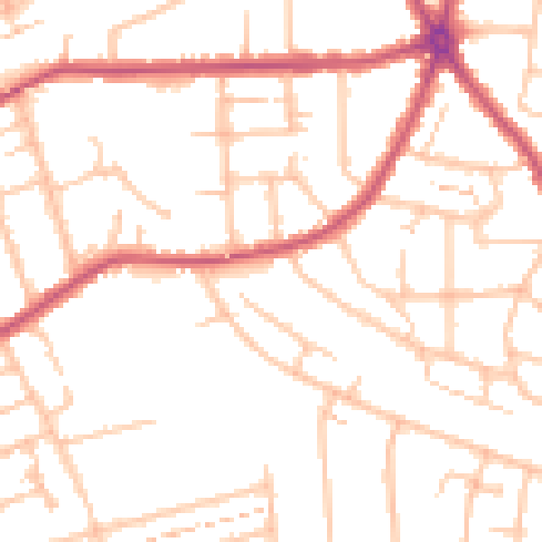 Daytime road noise heatmap for RM2 5SY
