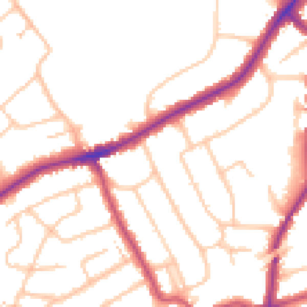 Daytime road noise heatmap for RM2 6AA