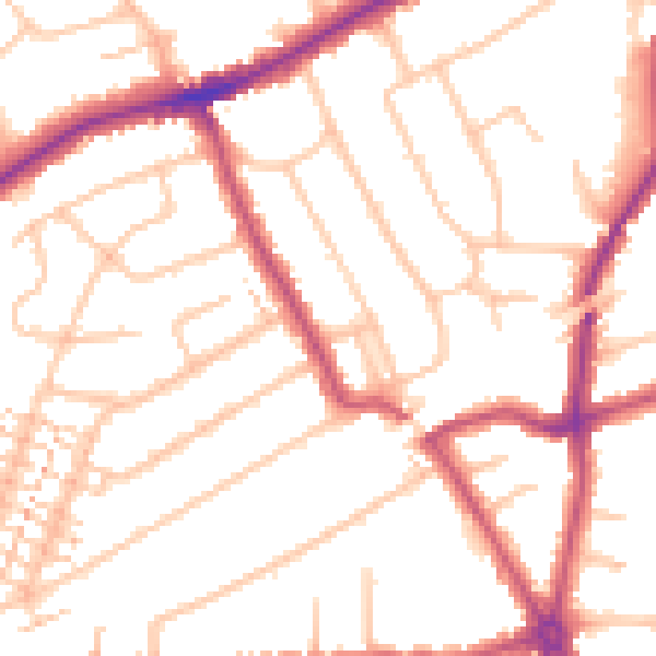 Daytime road noise heatmap for RM2 6BD