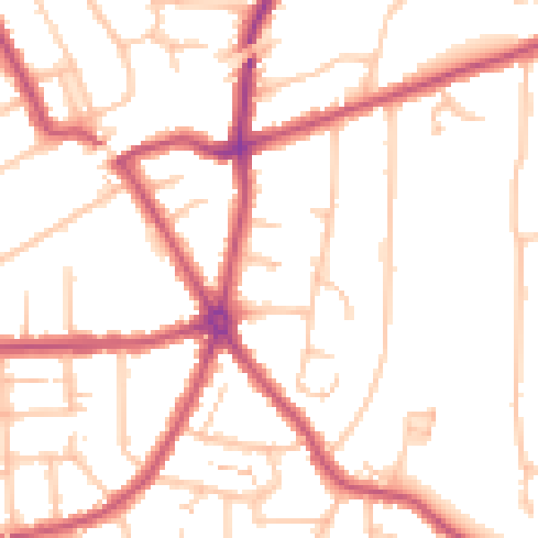 Daytime road noise heatmap for RM2 6DG