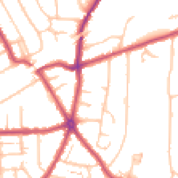 Daytime road noise heatmap for RM2 6DJ