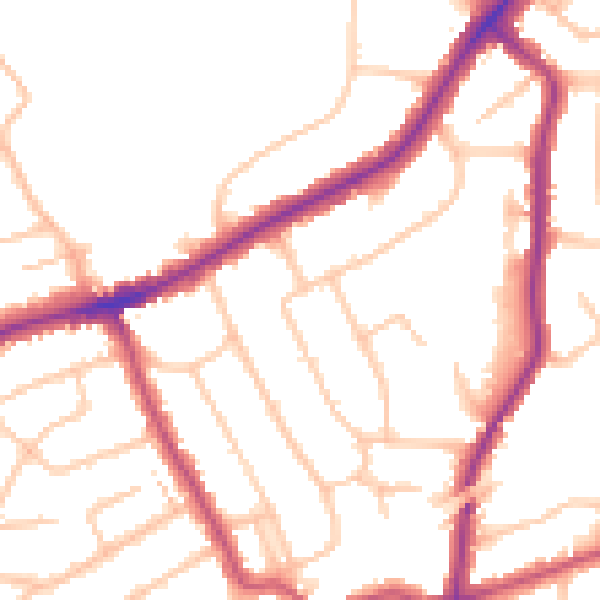 Daytime road noise heatmap for RM2 6EL