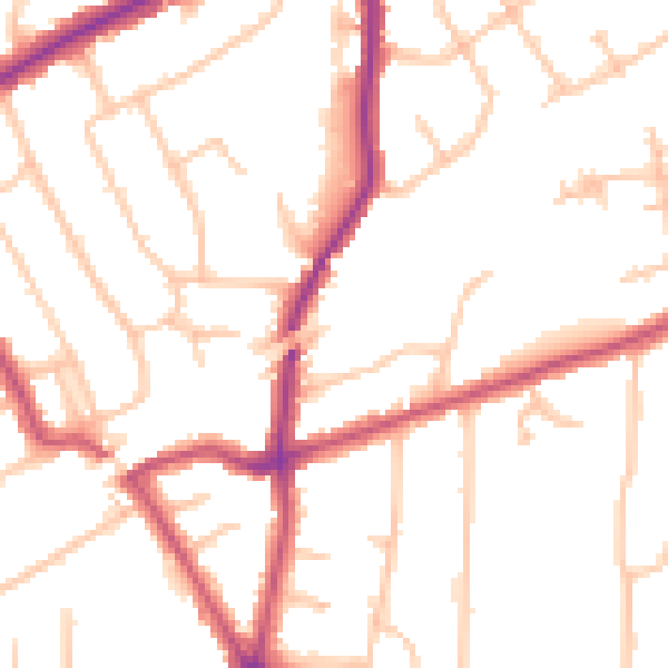 Daytime road noise heatmap for RM2 6GP
