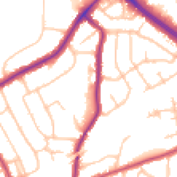 Daytime road noise heatmap for RM2 6HG