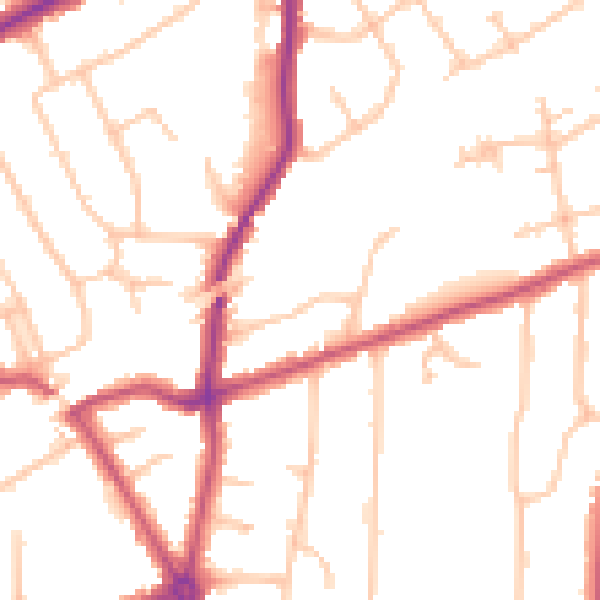 Daytime road noise heatmap for RM2 6JJ