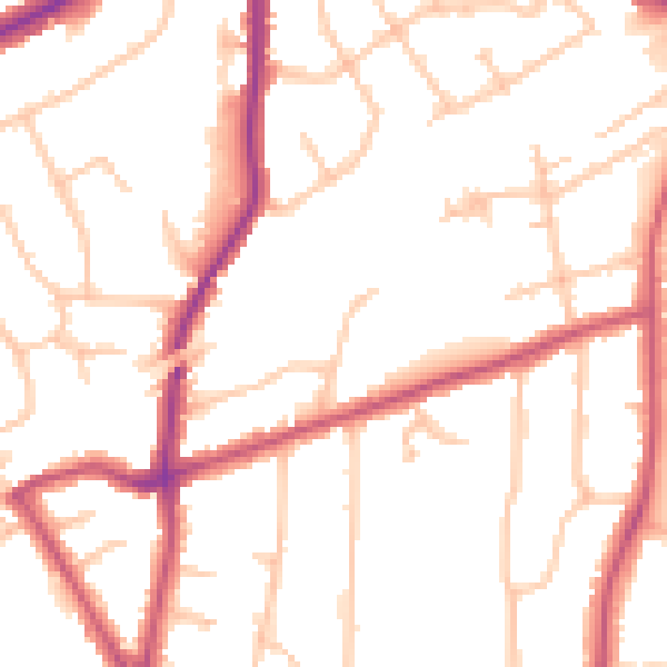 Daytime road noise heatmap for RM2 6JP