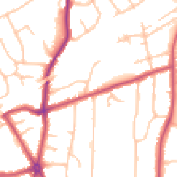 Daytime road noise heatmap for RM2 6JR