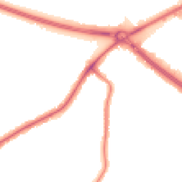 Night-time road noise heatmap for RM2 6LJ