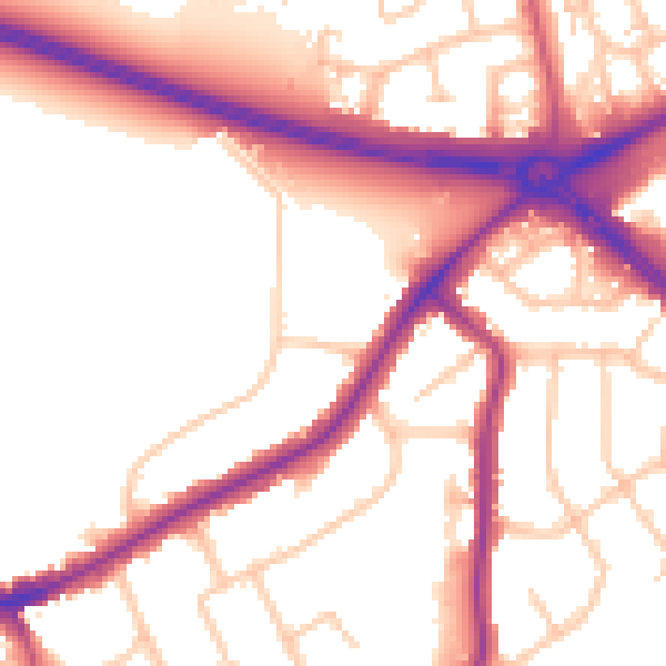 Daytime road noise heatmap for RM2 6NL