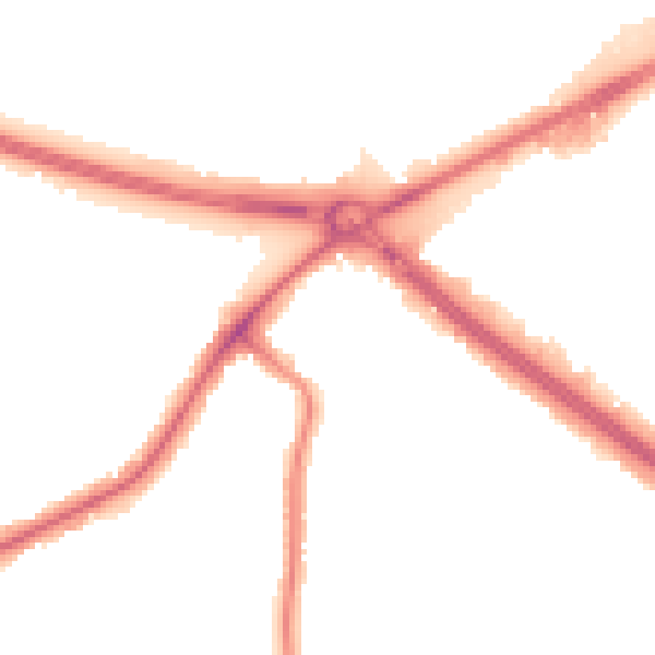 Night-time road noise heatmap for RM2 6NS