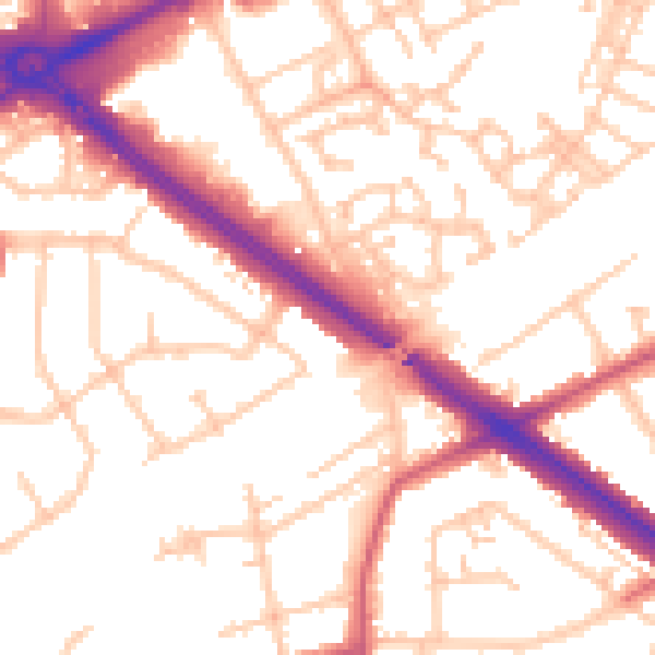 Daytime road noise heatmap for RM2 6PR