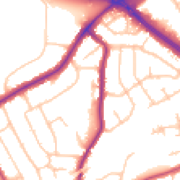 Daytime road noise heatmap for RM2 6QH