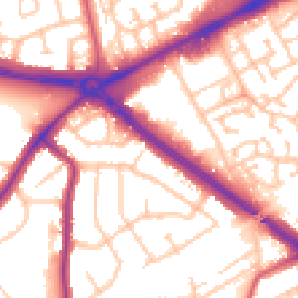 Daytime road noise heatmap for RM2 6RJ