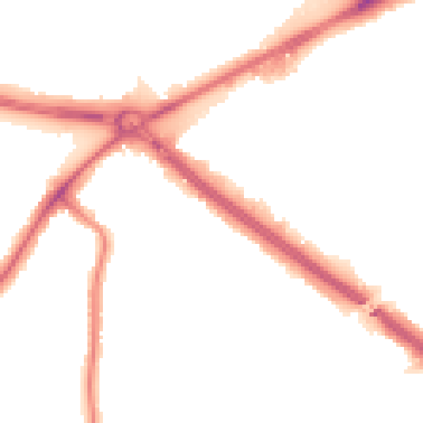 Night-time road noise heatmap for RM2 6RJ