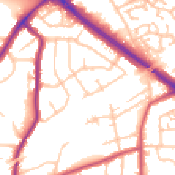 Daytime road noise heatmap for RM2 6RX