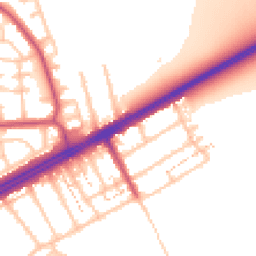 Daytime road noise heatmap for RM3 0AQ