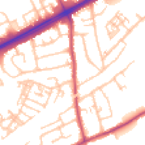 Daytime road noise heatmap for RM3 0BH