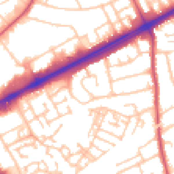 Daytime road noise heatmap for RM3 0EA