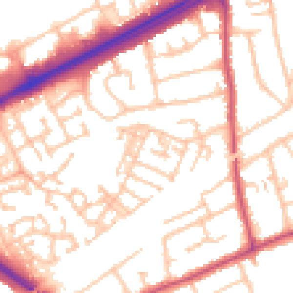 Daytime road noise heatmap for RM3 0HY