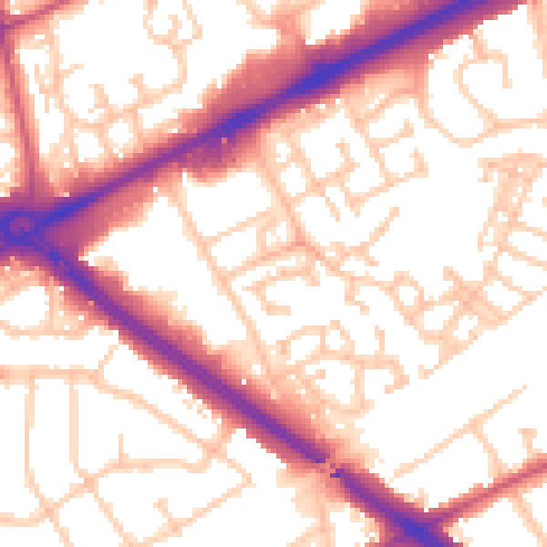 Daytime road noise heatmap for RM3 0WB