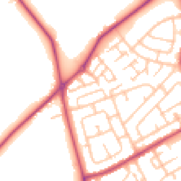 Daytime road noise heatmap for RM3 7GQ