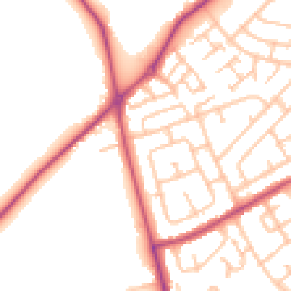 Daytime road noise heatmap for RM3 7QH