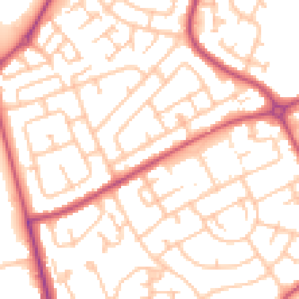Daytime road noise heatmap for RM3 7UB