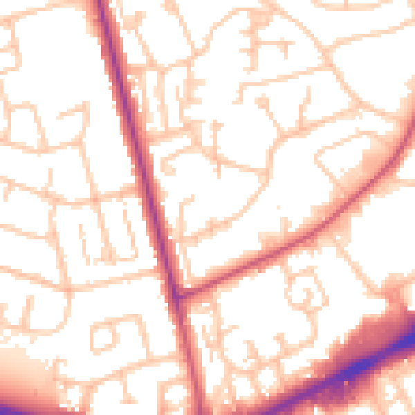 Daytime road noise heatmap for RM3 8JE
