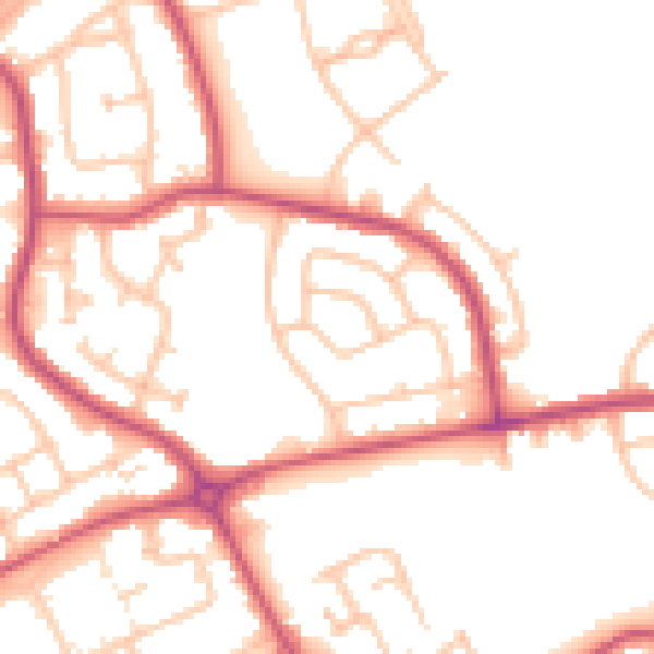 Daytime road noise heatmap for RM3 9BA