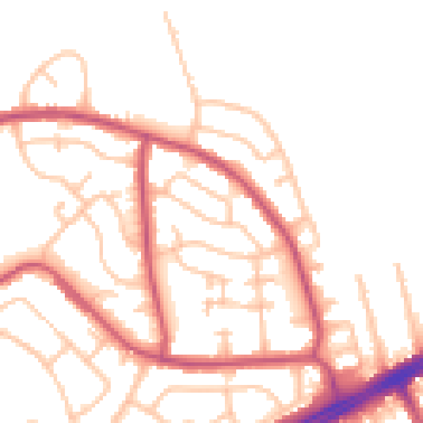 Daytime road noise heatmap for RM3 9TU