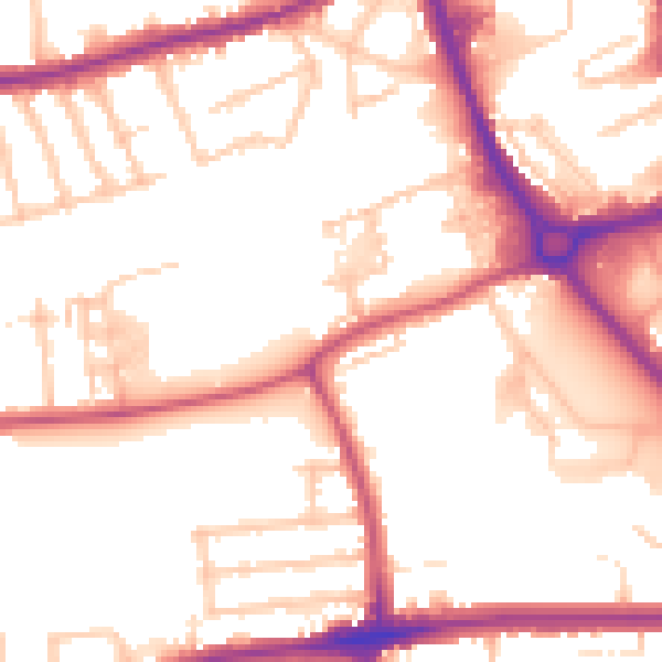 Daytime road noise heatmap for RM7 0BF
