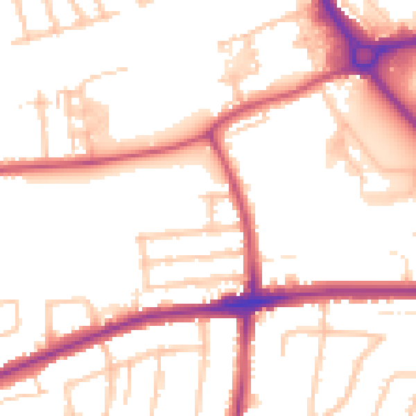 Daytime road noise heatmap for RM7 0BL