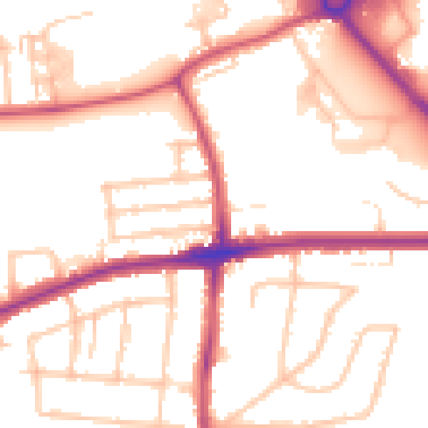 Daytime road noise heatmap for RM7 0BX