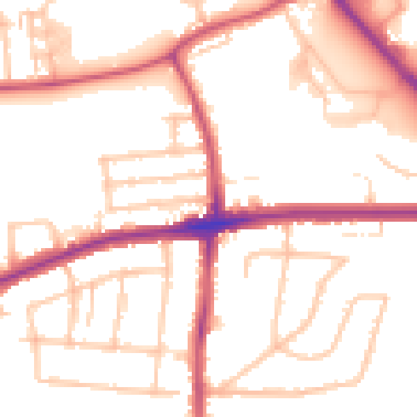 Daytime road noise heatmap for RM7 0DA