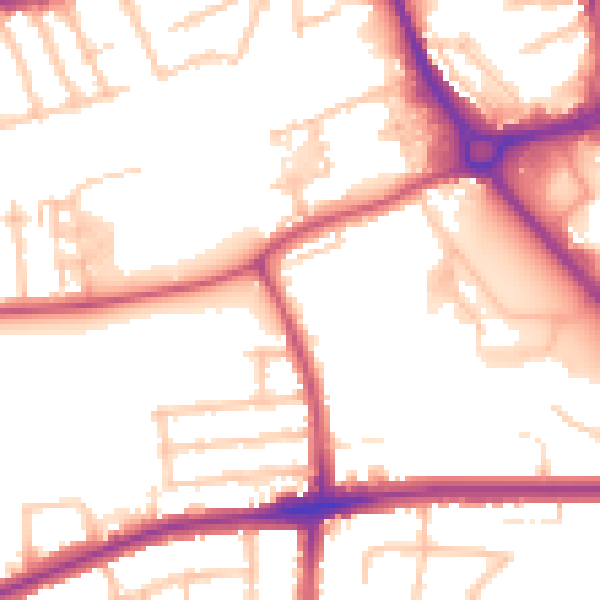 Daytime road noise heatmap for RM7 0DL
