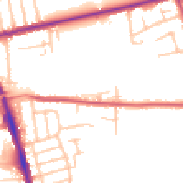 Daytime road noise heatmap for RM7 0DS