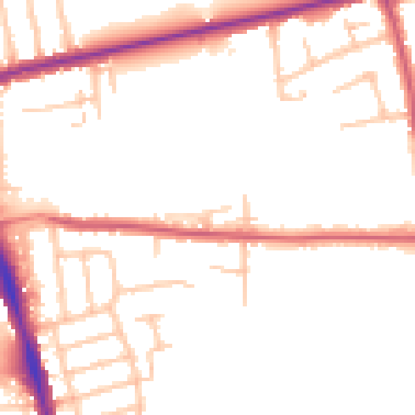 Daytime road noise heatmap for RM7 0DT