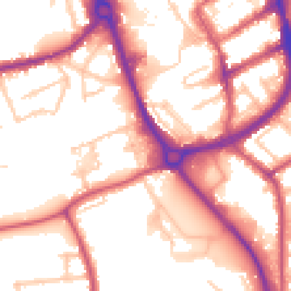 Daytime road noise heatmap for RM7 0FP