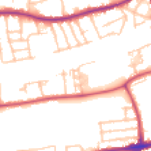 Daytime road noise heatmap for RM7 0HN