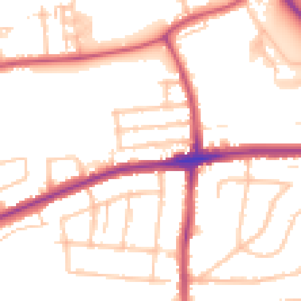 Daytime road noise heatmap for RM7 0QR