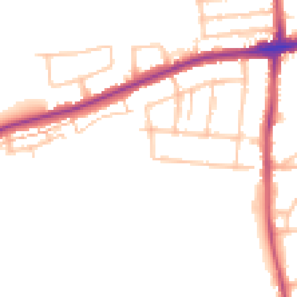 Daytime road noise heatmap for RM7 0UJ