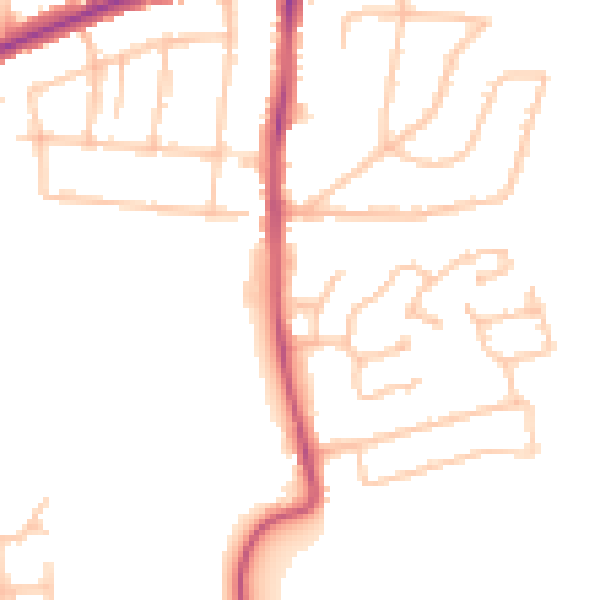 Daytime road noise heatmap for RM7 0WY