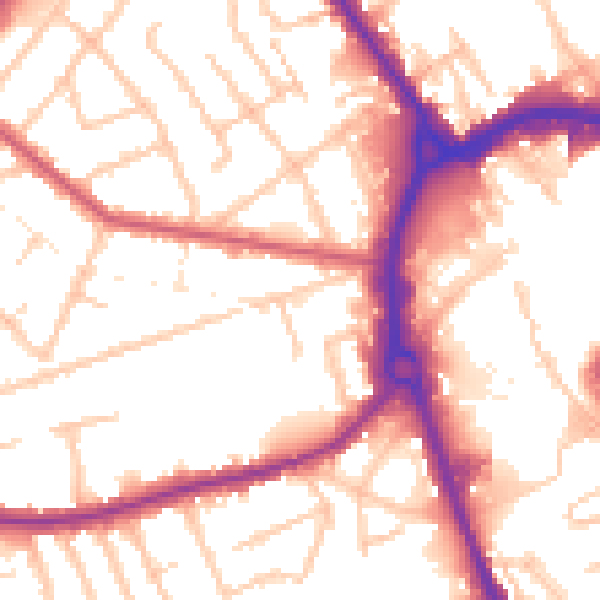 Daytime road noise heatmap for RM7 7AN