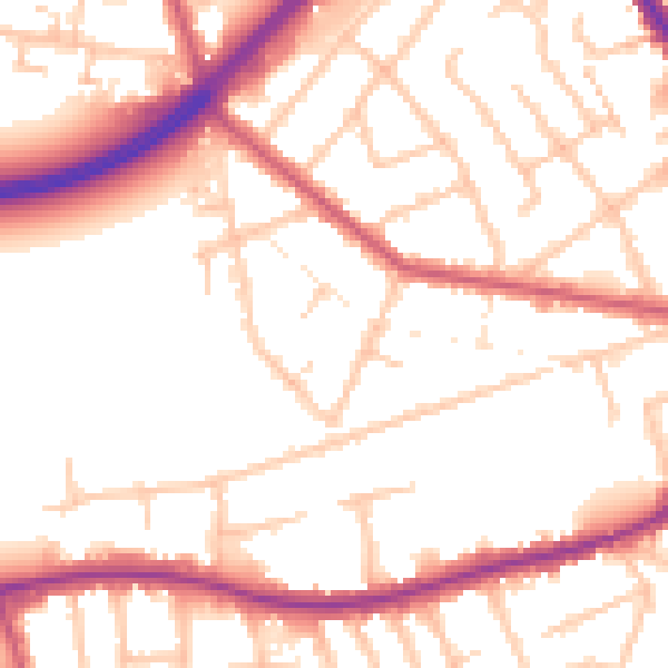 Daytime road noise heatmap for RM7 7BF