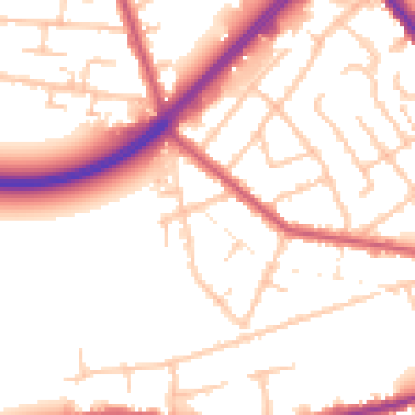 Daytime road noise heatmap for RM7 7BS