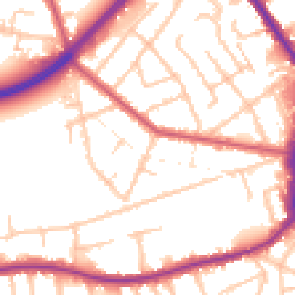Daytime road noise heatmap for RM7 7BX