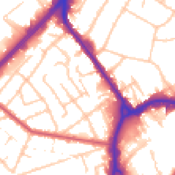 Daytime road noise heatmap for RM7 7EE