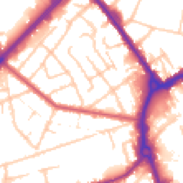 Daytime road noise heatmap for RM7 7EH