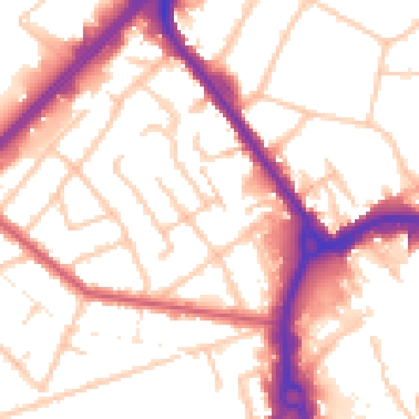 Daytime road noise heatmap for RM7 7EL